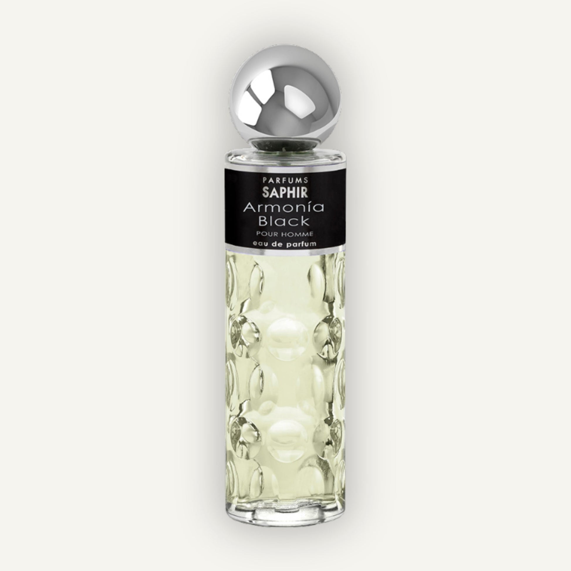 Saphir Parfums 200 ml Flakon. Der Duft Armonia Black.