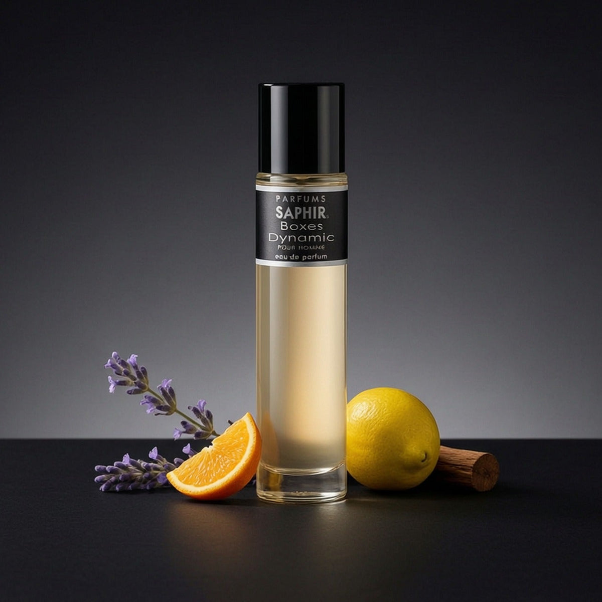 Saphir Parfums 30 ml Flakon. Der Duft Boxes Dynamic mit Inhaltsstoffen.