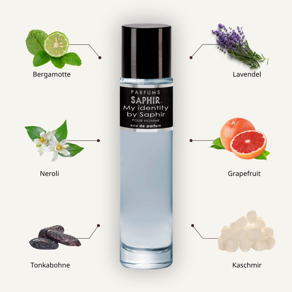 Saphir Parfums 30 ml Flakon. Der Duft My Identity by Saphir mit Inhaltsstoffen.