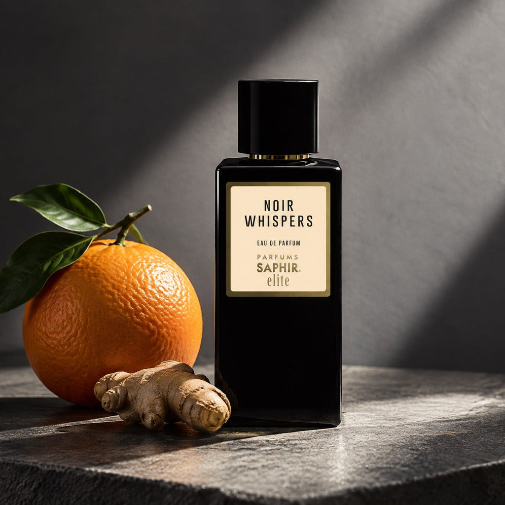 Saphir Parfums Elite Flakon. Der Duft Noir Whispers mit Inhaltsstoffen.