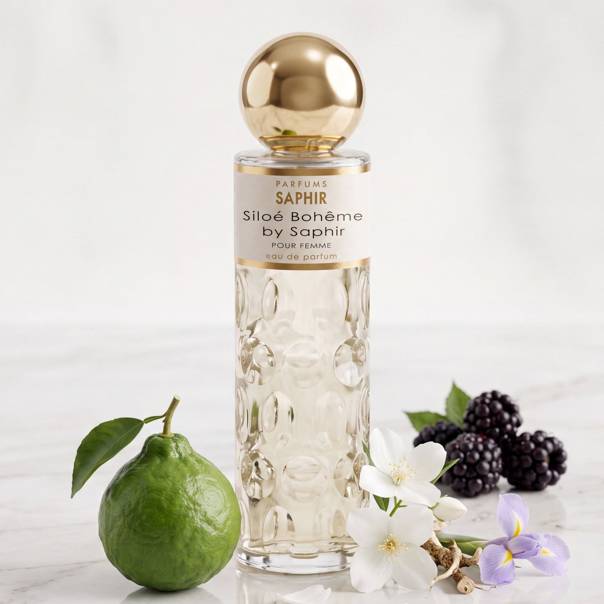 Saphir Parfums 200 ml Flakon. Der Duft Siloé de Bohéme mit Inhaltsstoffen.