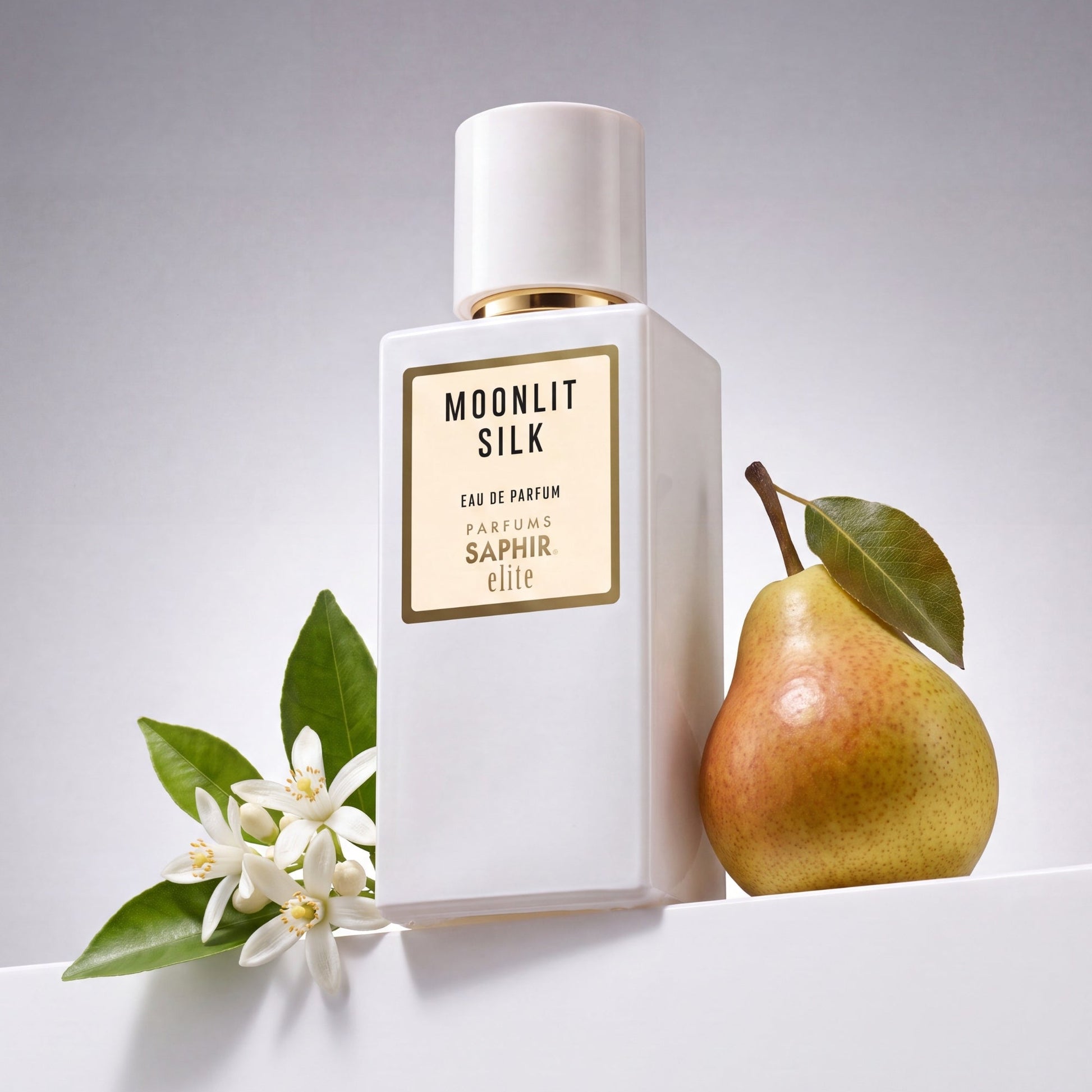 Saphir Parfums Elite Flakon. Der Duft Moonlit Silk mit Inhaltsstoffen.