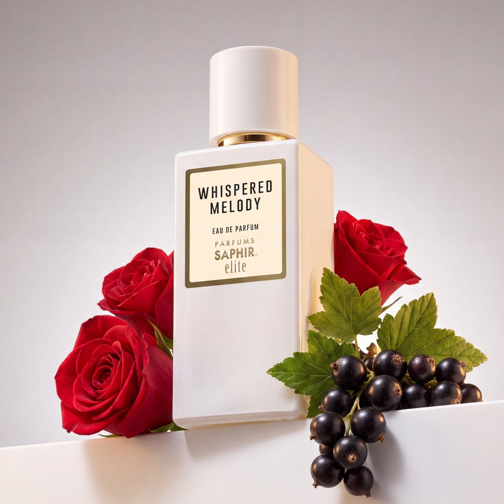 Saphir Parfums Elite Flakon. Der Duft Whisoered Melody mit Inhaltsstoffen.