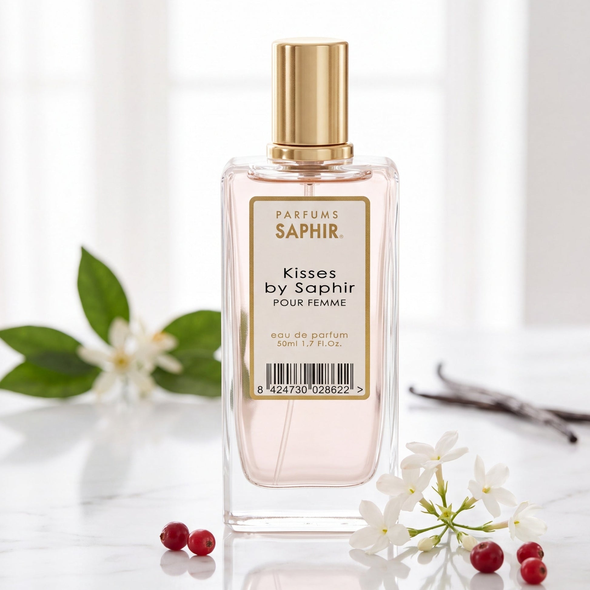 Saphir Parfums 50 ml Flakon. Der Duft Kisses by Saphir mit Inhaltsstoffen.