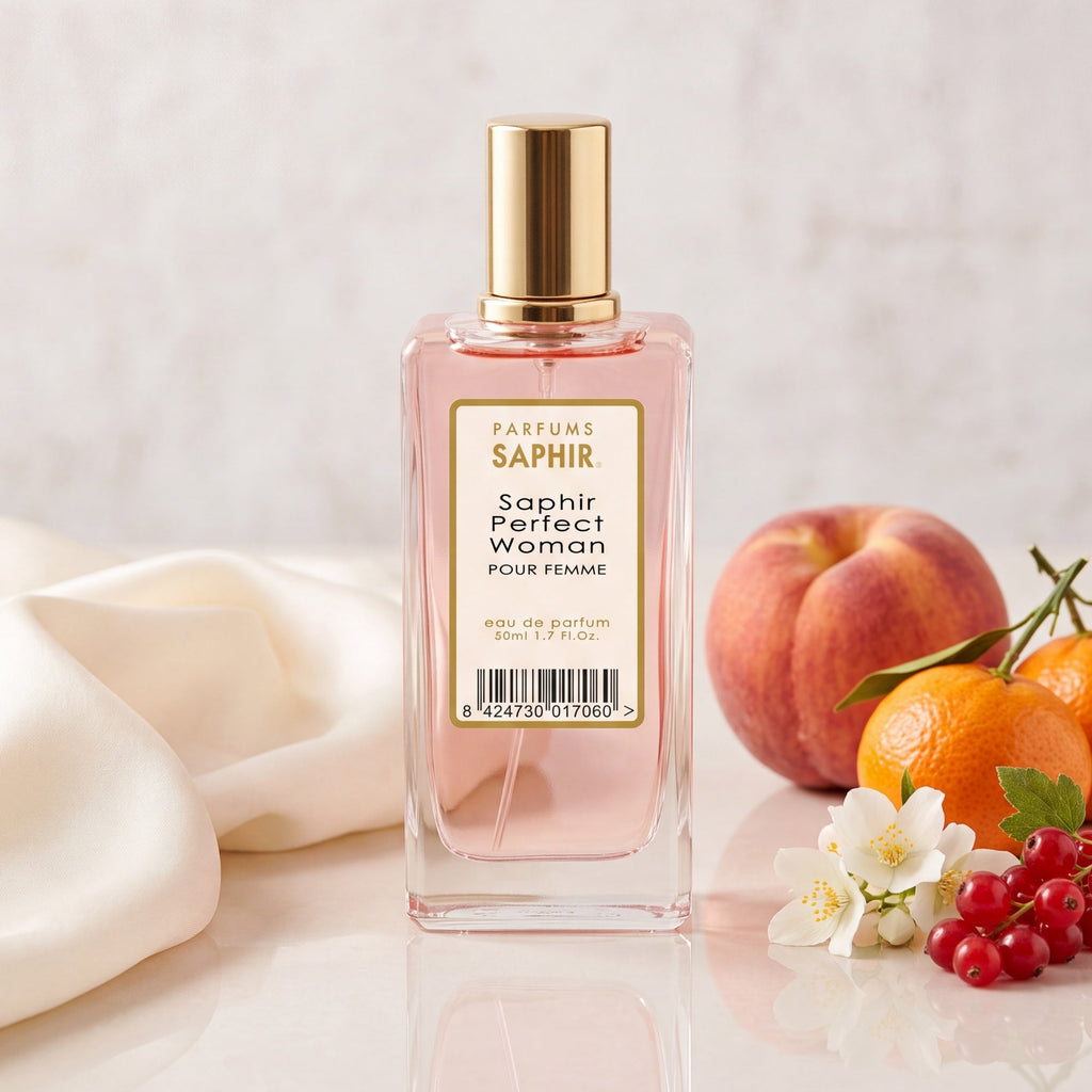 Saphir Parfums 50 ml Flakon. Der Duft Perfect Woman mit Inhaltsstoffen.