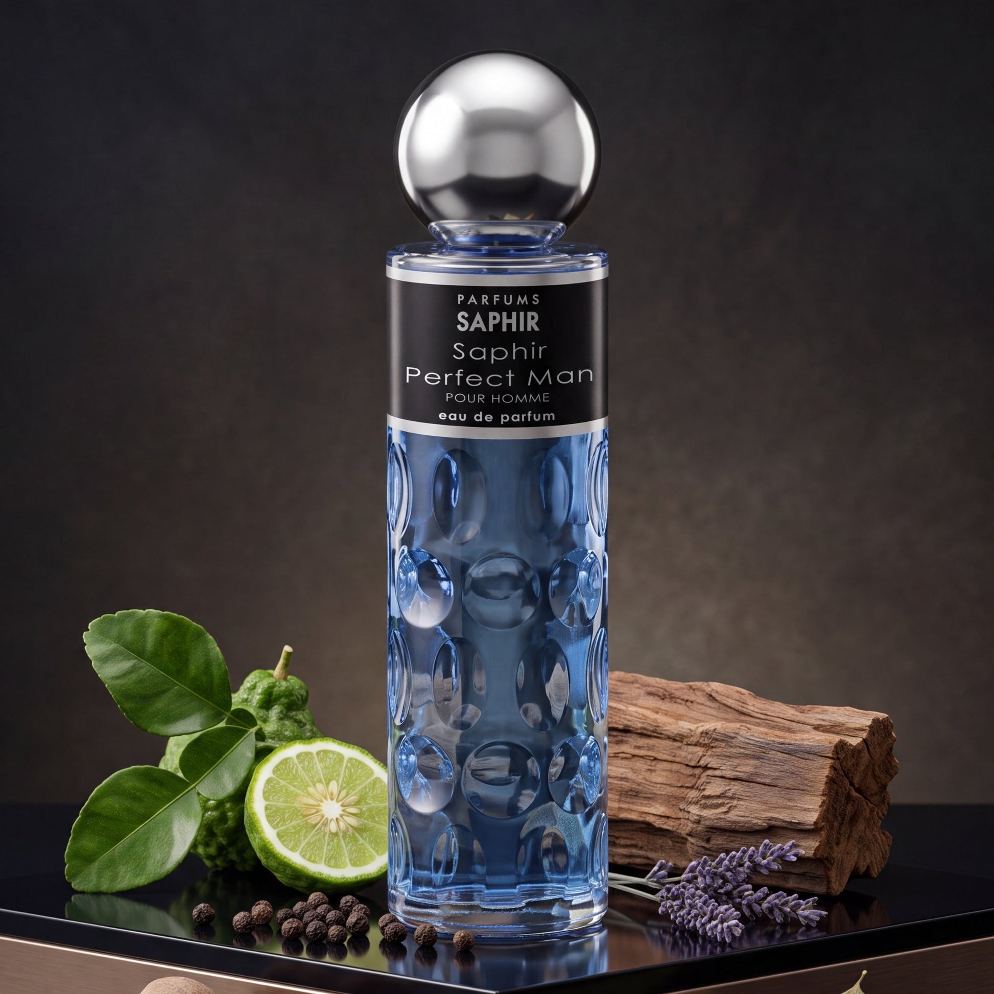 Saphir Parfums 200 ml Flakon. Der Duft Saphir Perfect Man mit Inhaltsstoffen.