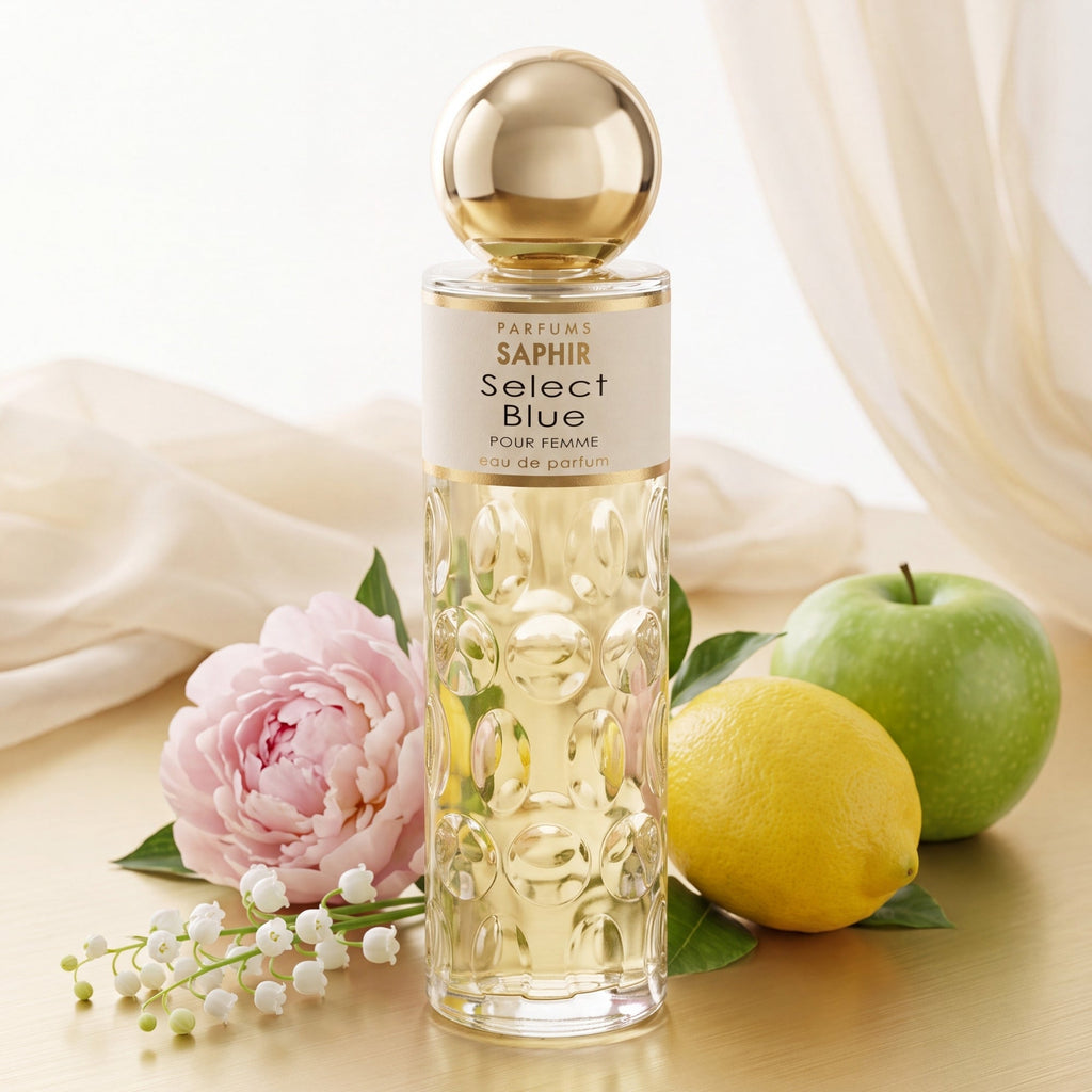 Saphir Parfums 200 ml Flakon. Der Duft Select Blue mit Inhaltsstoffen.