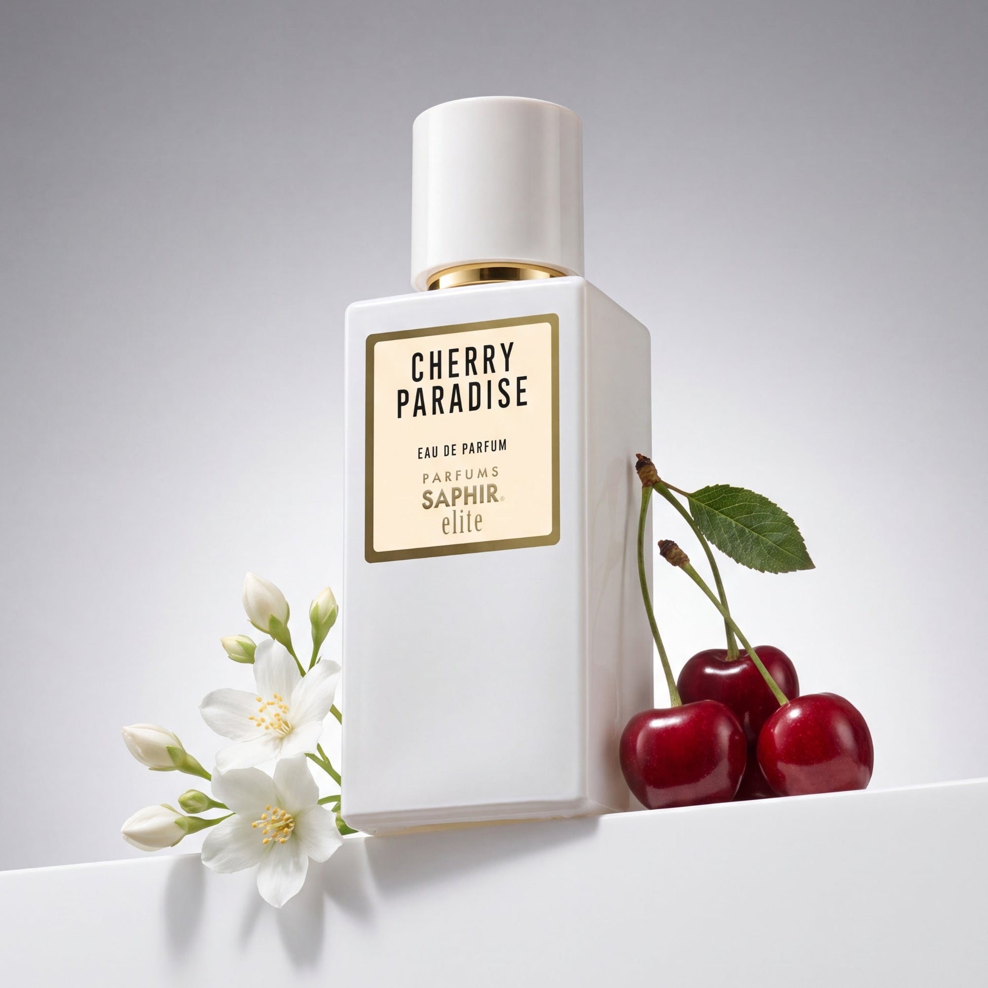 Saphir Parfums Elite Flakon. Der Duft Cherry Paradise mit Inhaltsstoffen.