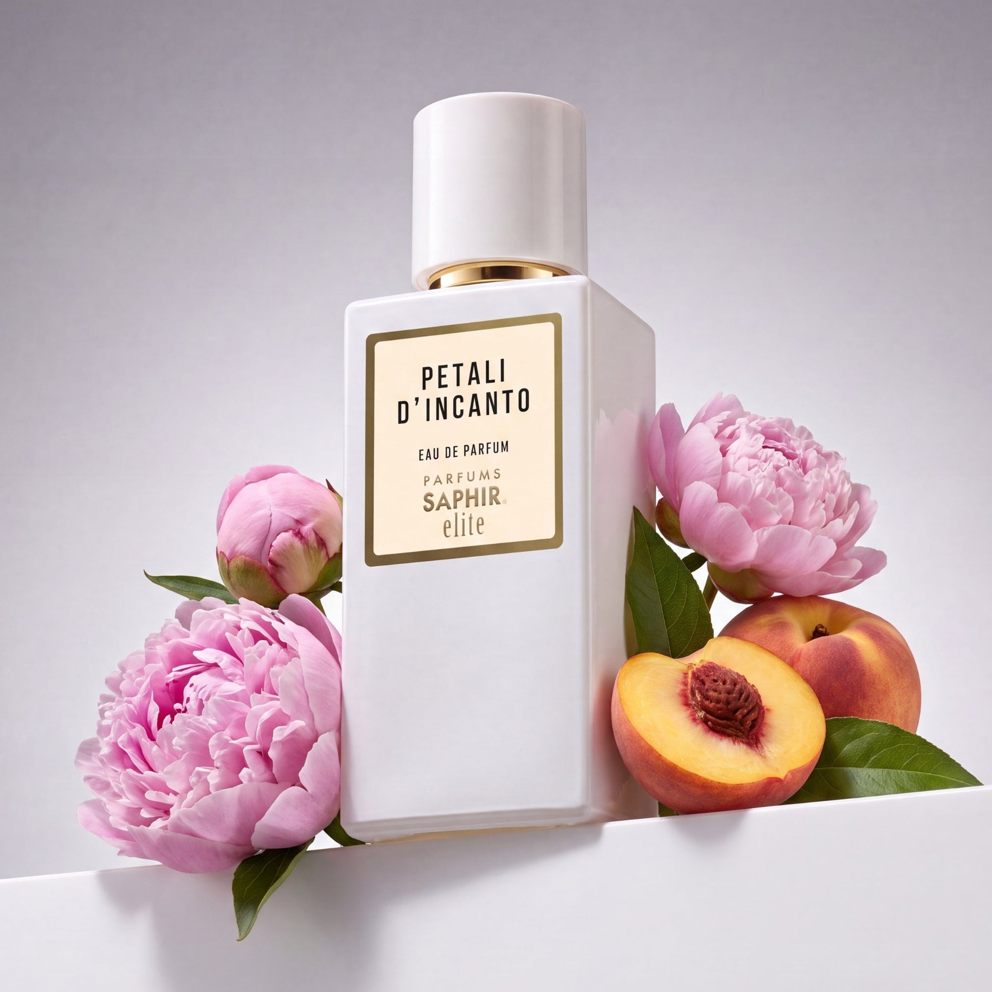 Saphir Parfums Elite Flakon. Der Duft Petali D'Incanto mit Inhaltsstoffen.
