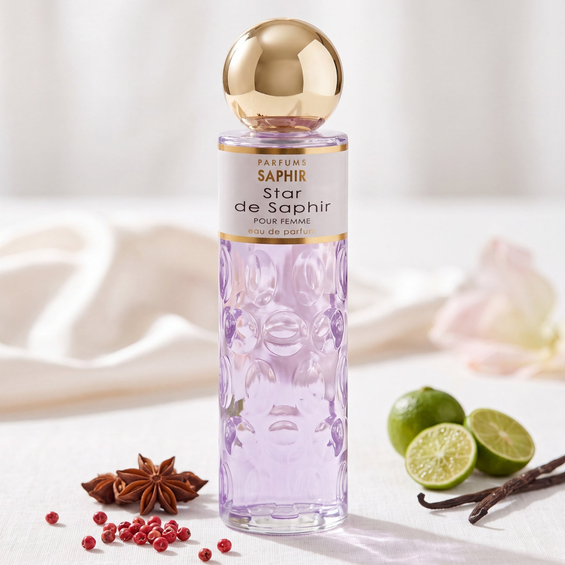 Saphir Parfums 200 ml Flakon. Der Duft Star de Saphir mit Inhaltsstoffen.