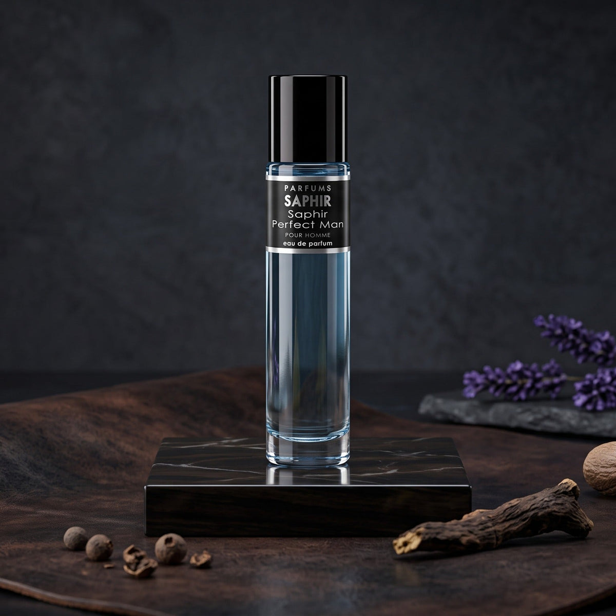 Saphir Parfums 30 ml Flakon. Der Duft Saphir Perfect Man mit Inhaltsstoffen.